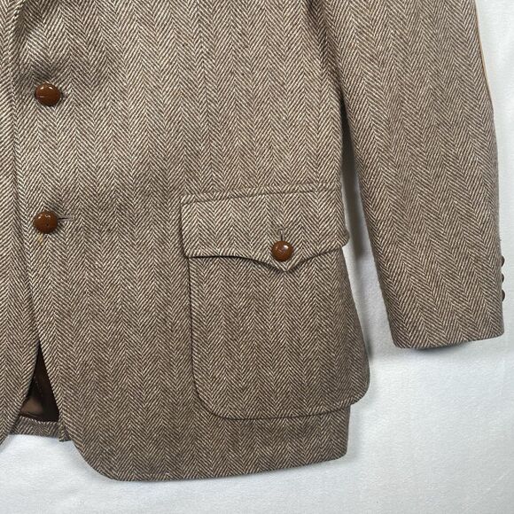 Vintage Pendleton Wool Blazer Jacket Brown Herringbone 100% Virgin Wool 1970s/80 - Picture 8 of 14